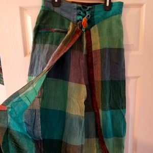 Teal Split Leg Flow Pants